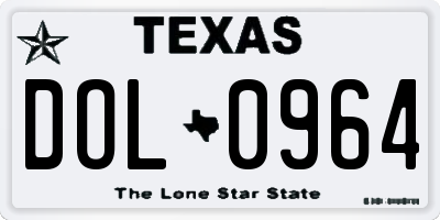 TX license plate DOL0964