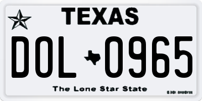 TX license plate DOL0965