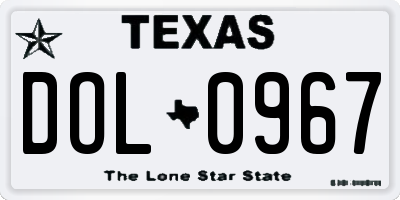 TX license plate DOL0967
