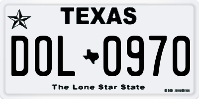 TX license plate DOL0970