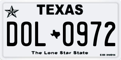 TX license plate DOL0972