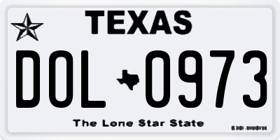 TX license plate DOL0973