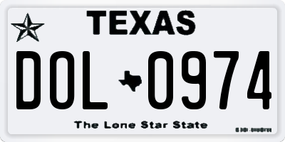 TX license plate DOL0974
