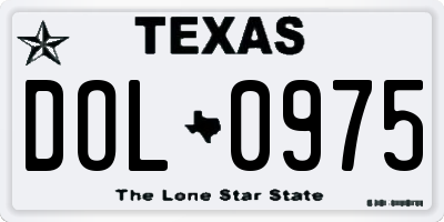 TX license plate DOL0975