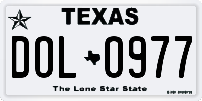 TX license plate DOL0977