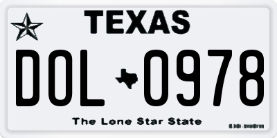 TX license plate DOL0978