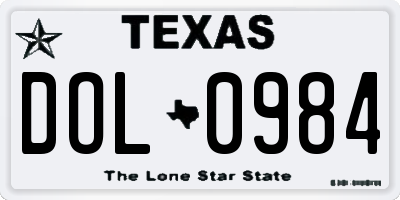 TX license plate DOL0984