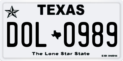 TX license plate DOL0989
