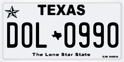 TX license plate DOL0990