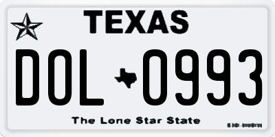 TX license plate DOL0993