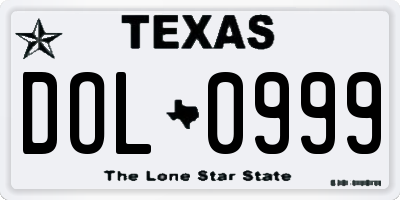 TX license plate DOL0999