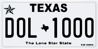 TX license plate DOL1000