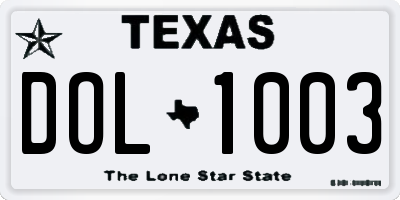 TX license plate DOL1003