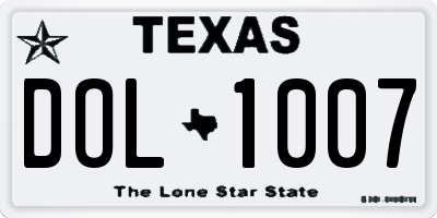 TX license plate DOL1007