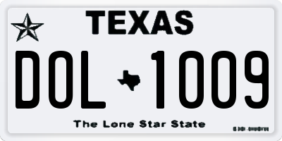 TX license plate DOL1009