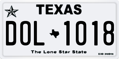 TX license plate DOL1018