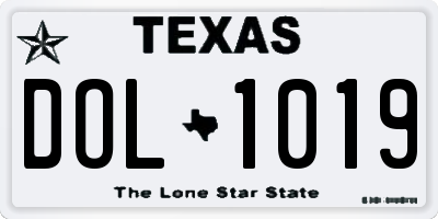 TX license plate DOL1019