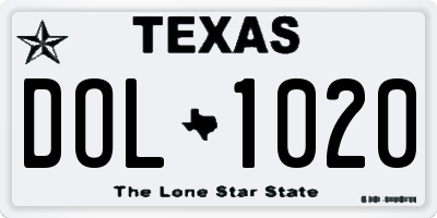 TX license plate DOL1020
