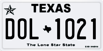 TX license plate DOL1021