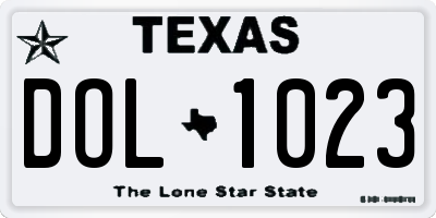 TX license plate DOL1023