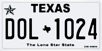 TX license plate DOL1024