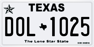 TX license plate DOL1025