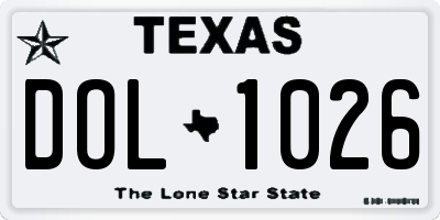 TX license plate DOL1026