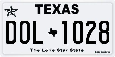 TX license plate DOL1028