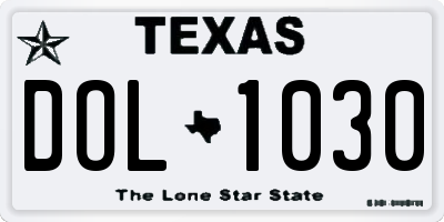 TX license plate DOL1030