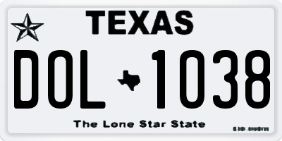 TX license plate DOL1038