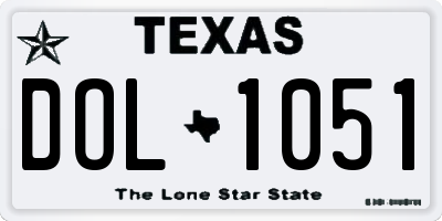 TX license plate DOL1051