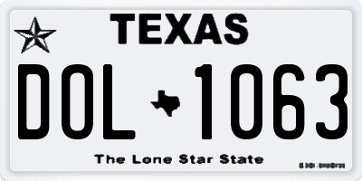 TX license plate DOL1063