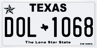 TX license plate DOL1068
