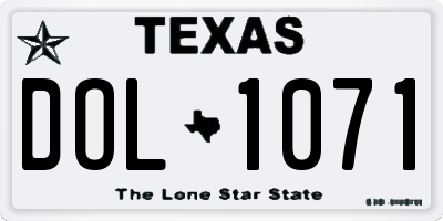 TX license plate DOL1071