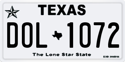 TX license plate DOL1072
