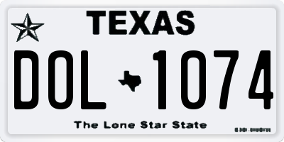TX license plate DOL1074