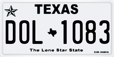 TX license plate DOL1083