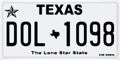 TX license plate DOL1098