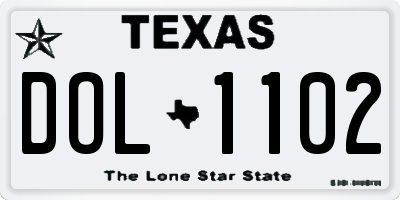 TX license plate DOL1102