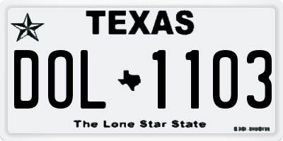 TX license plate DOL1103