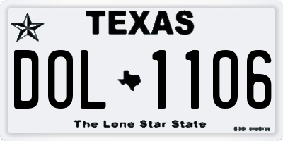 TX license plate DOL1106