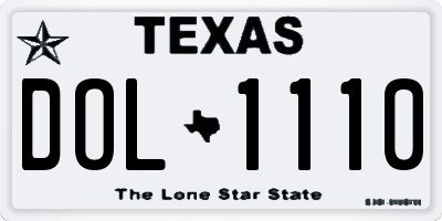 TX license plate DOL1110
