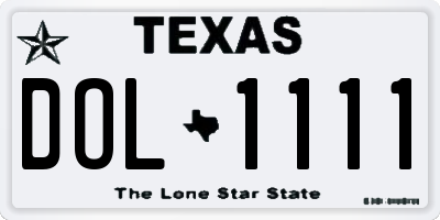 TX license plate DOL1111