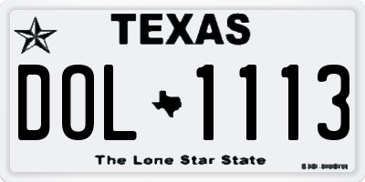 TX license plate DOL1113