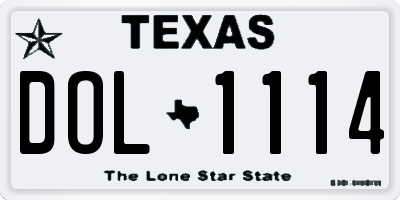 TX license plate DOL1114