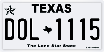 TX license plate DOL1115