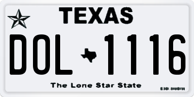 TX license plate DOL1116