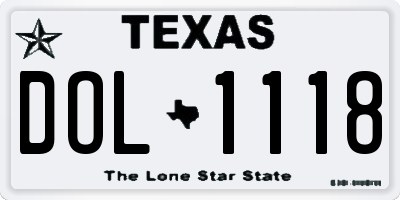 TX license plate DOL1118