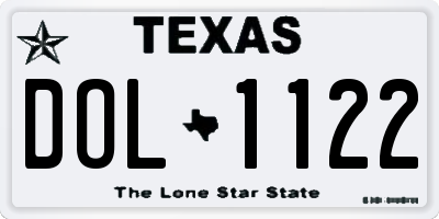 TX license plate DOL1122