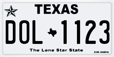 TX license plate DOL1123